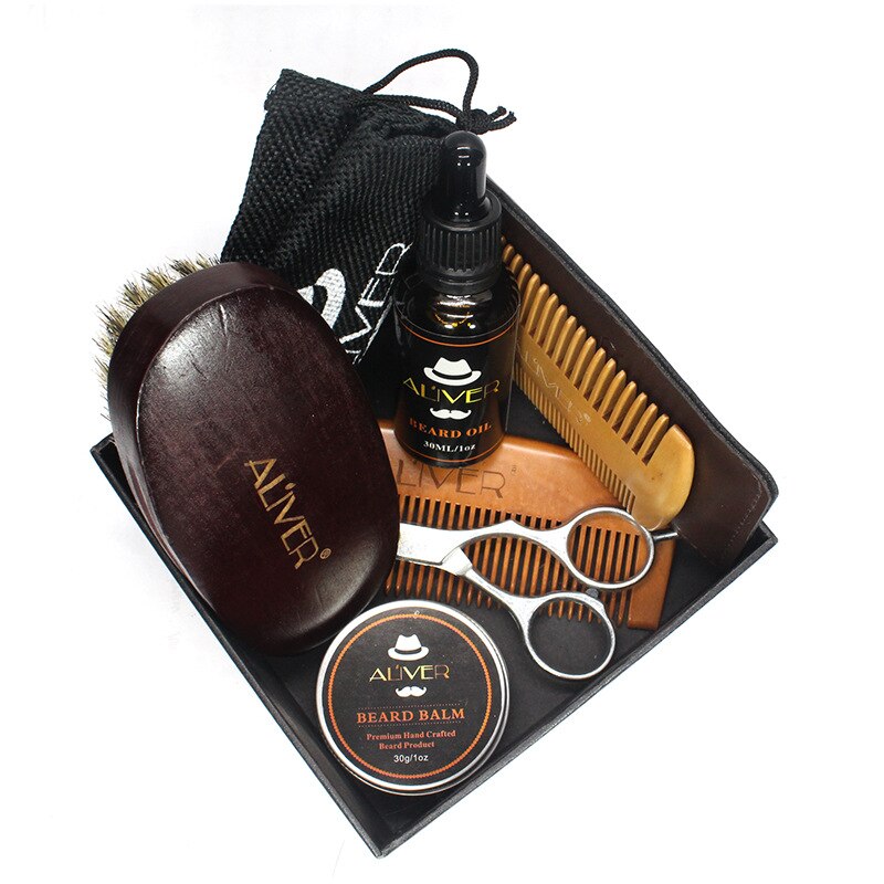 6pcs/set Men Beard Grooming Set in a bag