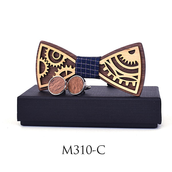 Men's Wooden Bow Tie and Cufflinks set