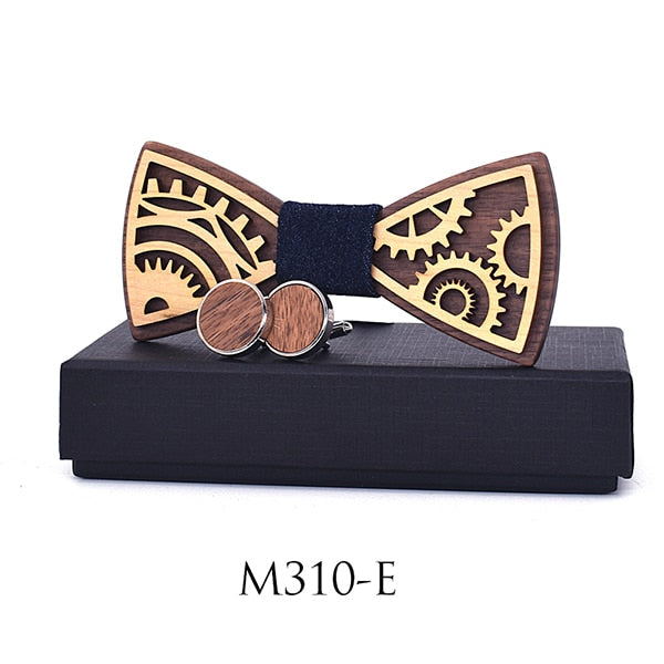 Men's Wooden Bow Tie and Cufflinks set