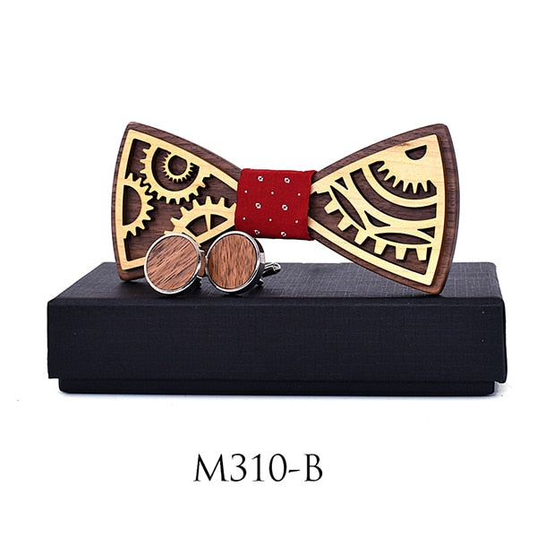 Men's Wooden Bow Tie and Cufflinks set